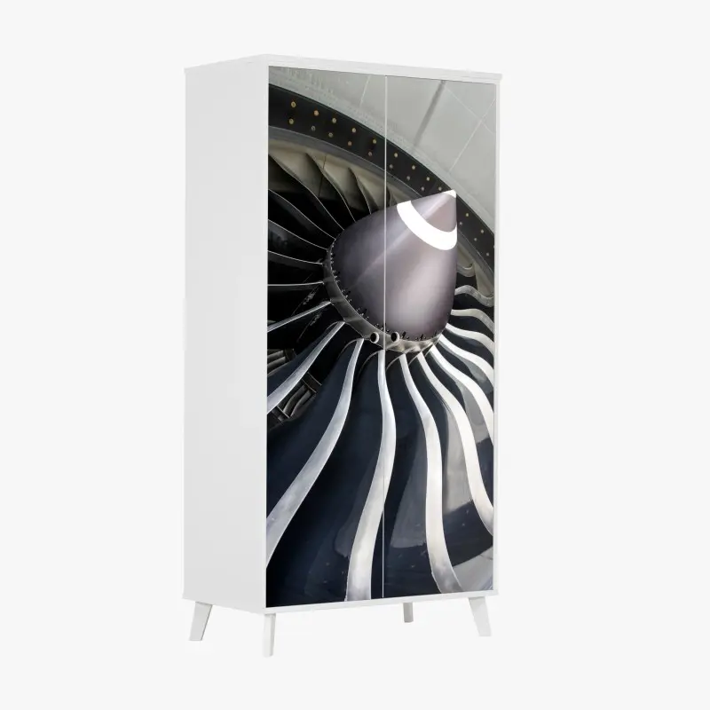 Schrankaufkleber nahaufnahme turbinenblätter des jettriebwerks