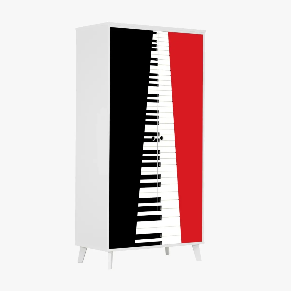 Schrankaufkleber schwarz-rotes klavier-tastatur motiv – Pixers®