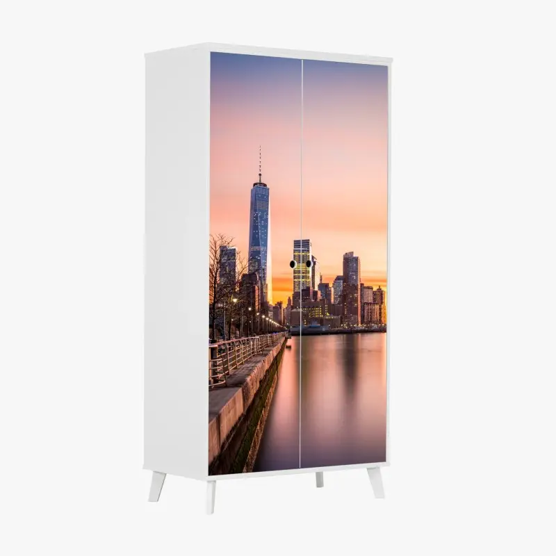 Schrankaufkleber Lower Manhattan bei sonnenuntergang