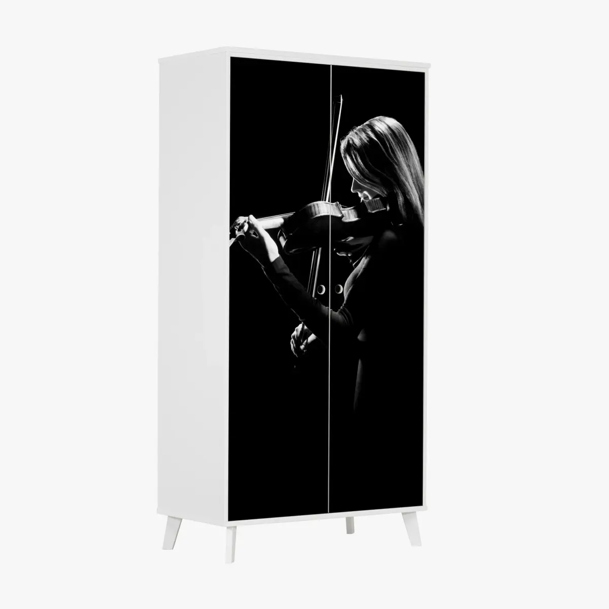Schrankaufkleber elegante geigerin silhouette – Pixers®