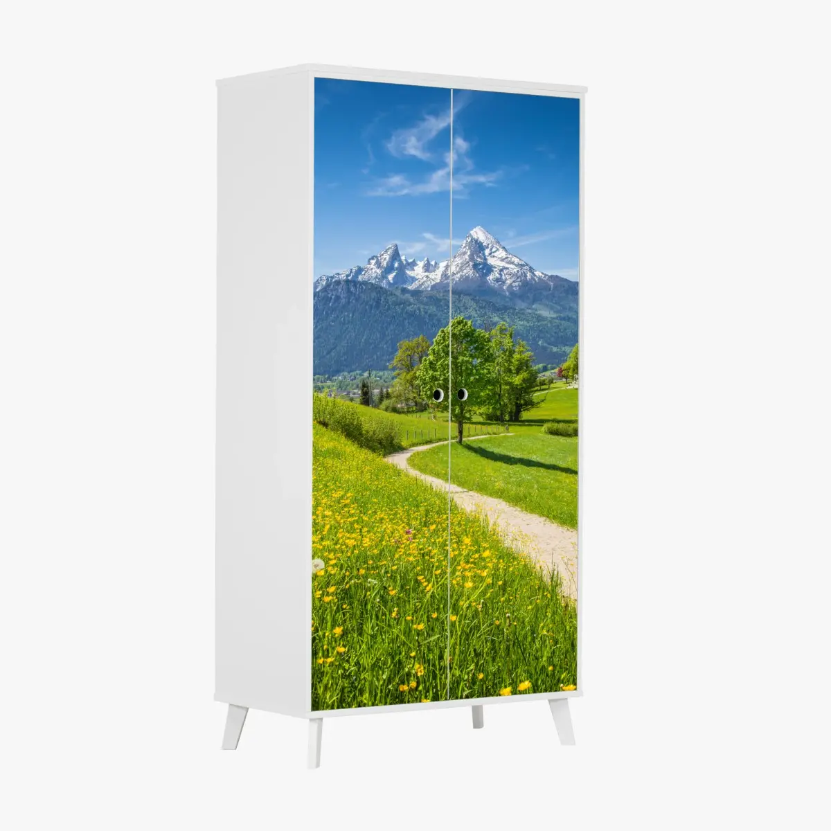 Schrankaufkleber alpenwiese und bergpfad – Pixers®