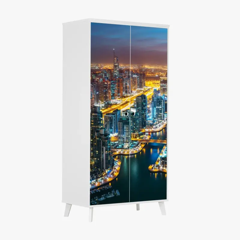 Schrankaufkleber nächtliche skyline Dubai Marina