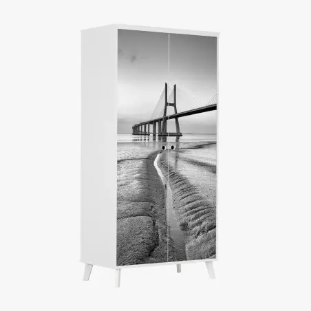 Schrankaufkleber minimalistische seilbrücke in monochrom – Pixers®