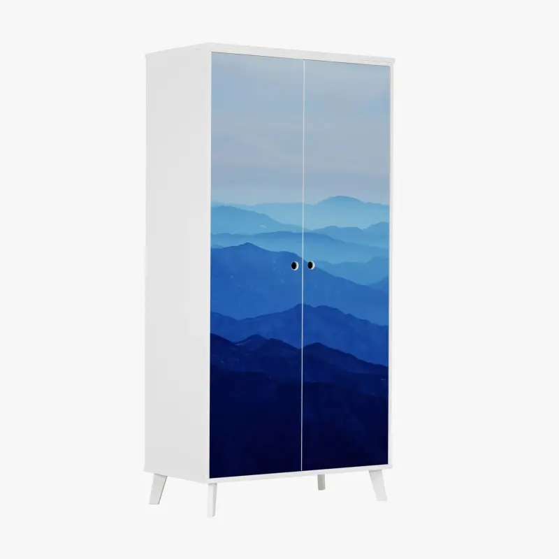 Schrankaufkleber neblige blaue bergschichten