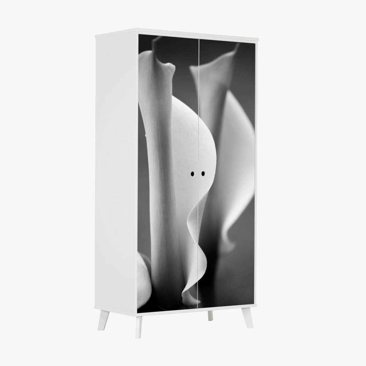 Schrankaufkleber elegante calla-lilien in monochrom – Pixers®