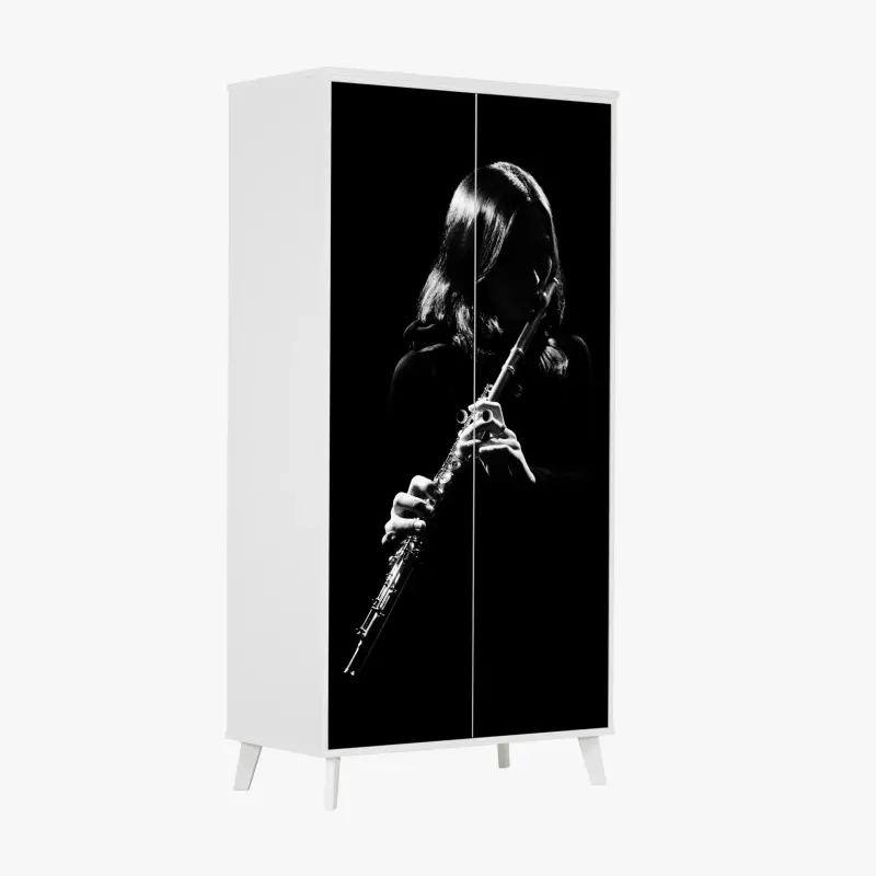 Schrankaufkleber elegante flötensilhouette