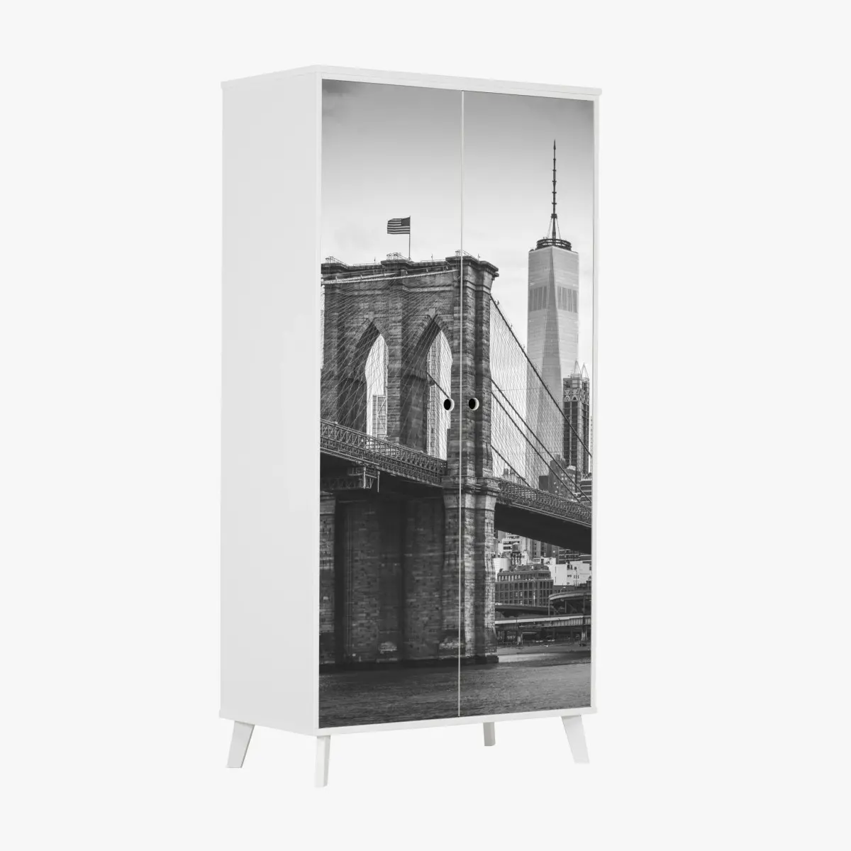 Schrankaufkleber Brooklyn bridge schwarzweiß stadtbild – Pixers®