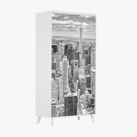 Schrankaufkleber panorama von New York in schwarzweiß – Pixers®