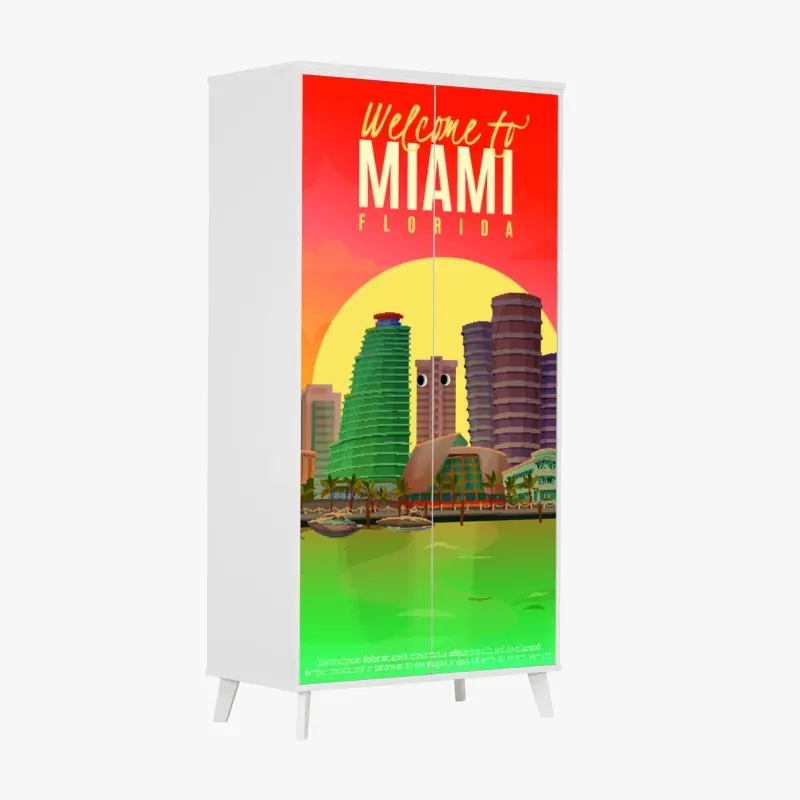 Schrankaufkleber Miami sonnenuntergang skyline