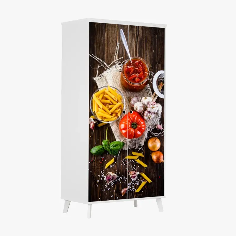 Schrankaufkleber rustikales italienisches pasta-arrangement