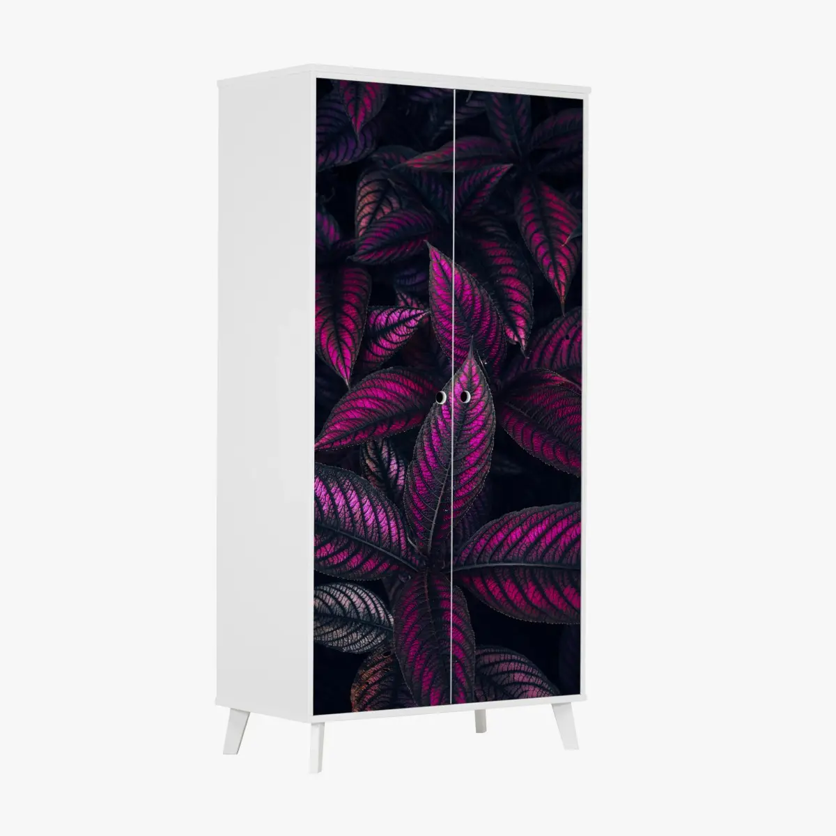 Schrankaufkleber leuchtendes violettes blättermotiv – Pixers®