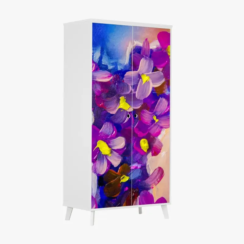 Schrankaufkleber intensiver violetter blumenstrauß