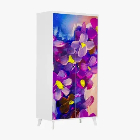 Schrankaufkleber intensiver violetter blumenstrauß – Pixers®