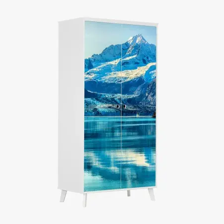 Schrankaufkleber majestätischer alpiner gletscher mit spiegelung – Pixers®