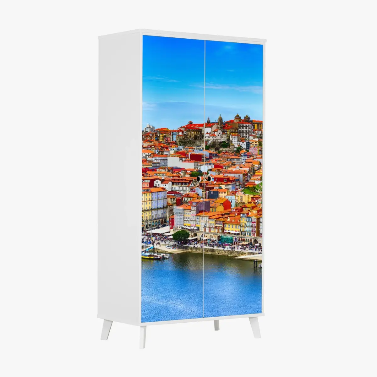 Schrankaufkleber Porto buntes uferpanorama – Pixers®