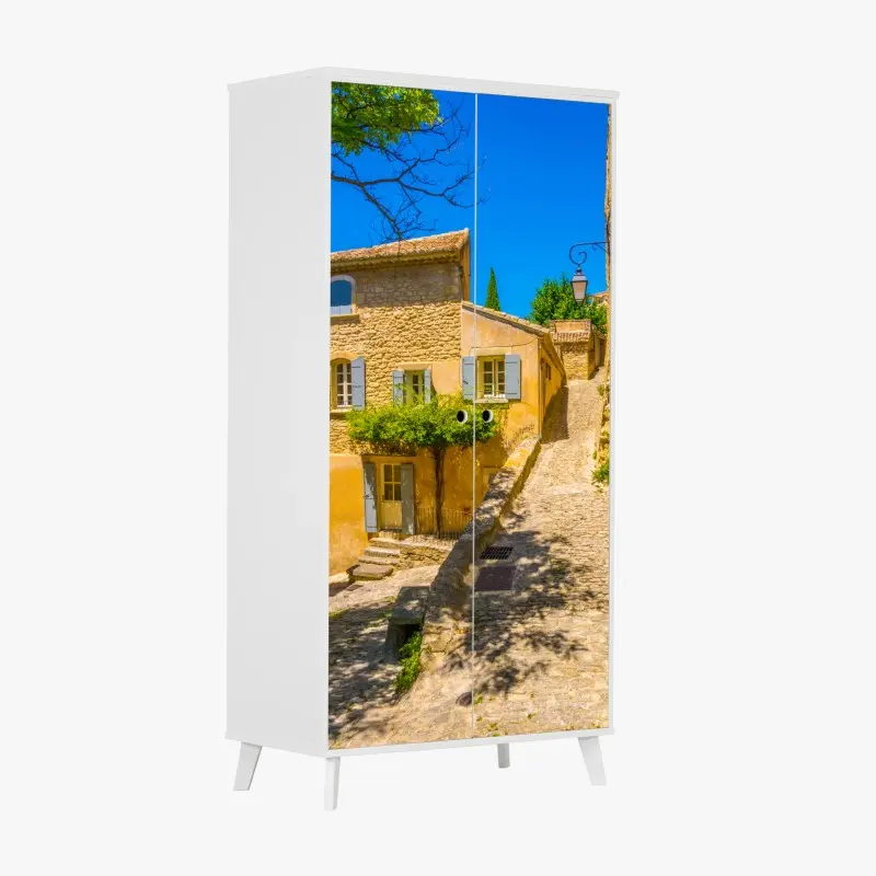 Schrankaufkleber sonnige kopfsteinpflastergasse