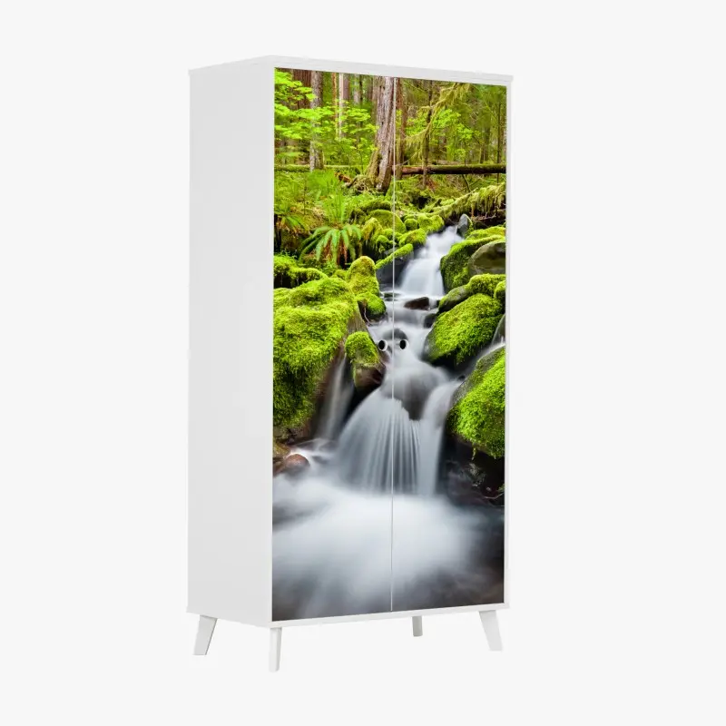 Schrankaufkleber moosbedeckter bach bei Sol Duc Falls