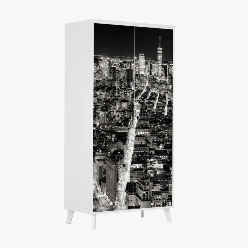 Schrankaufkleber monochrome stadtansicht bei nacht