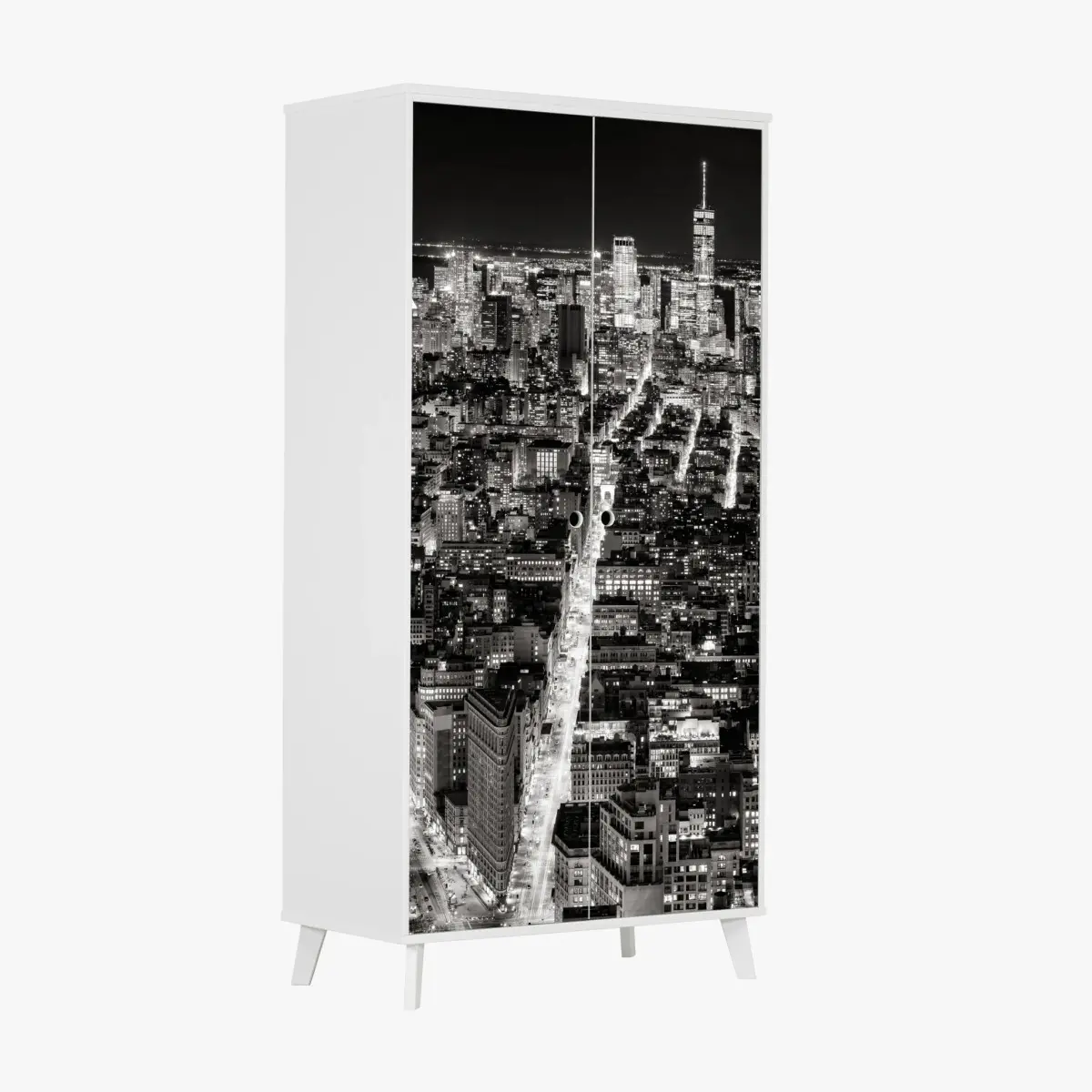 Schrankaufkleber monochrome stadtansicht bei nacht – Pixers®