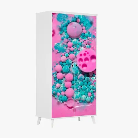Schrankaufkleber rosa und türkis marmor abstrakt – Pixers®