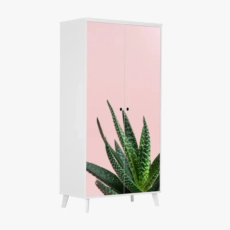 Schrankaufkleber grüner aloes auf rosa hintergrund