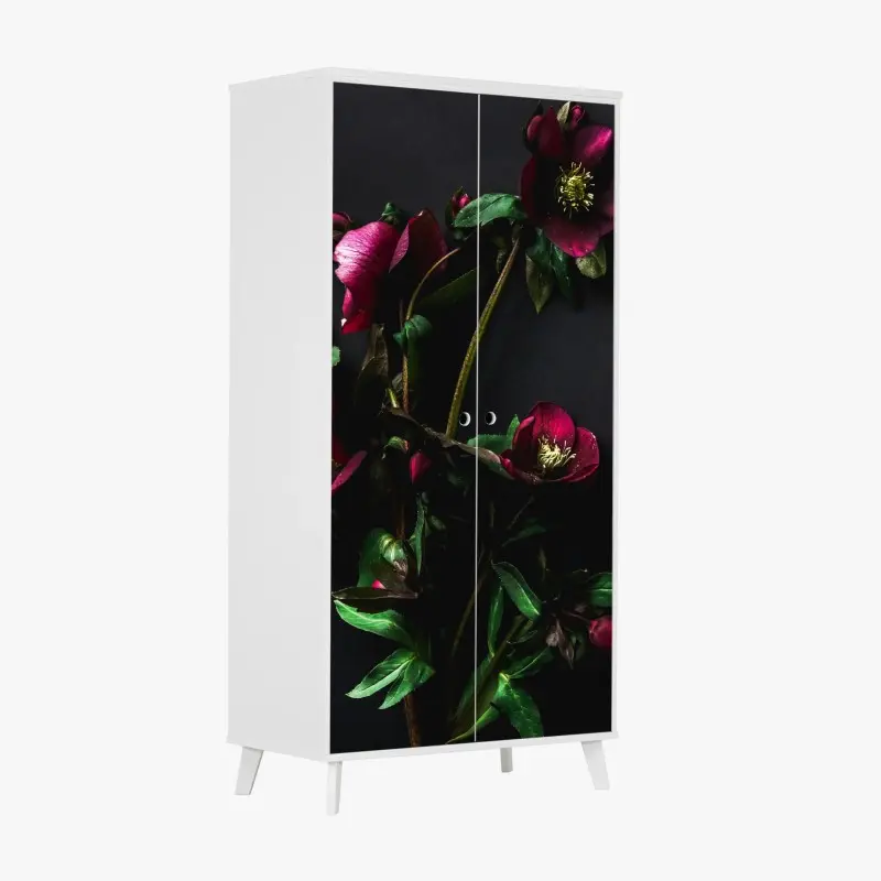 Schrankaufkleber moodige violette blumenstilleben