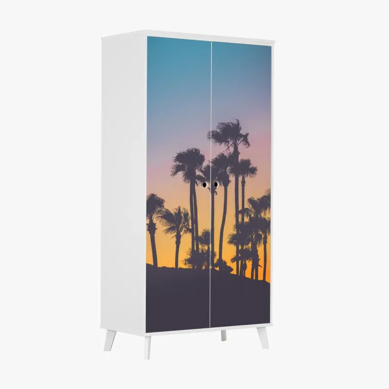 Schrankaufkleber retro tropische palmen bei sonnenuntergang
