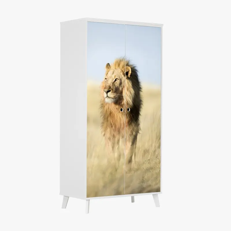 Schrankaufkleber majestätischer löwe in der steppe