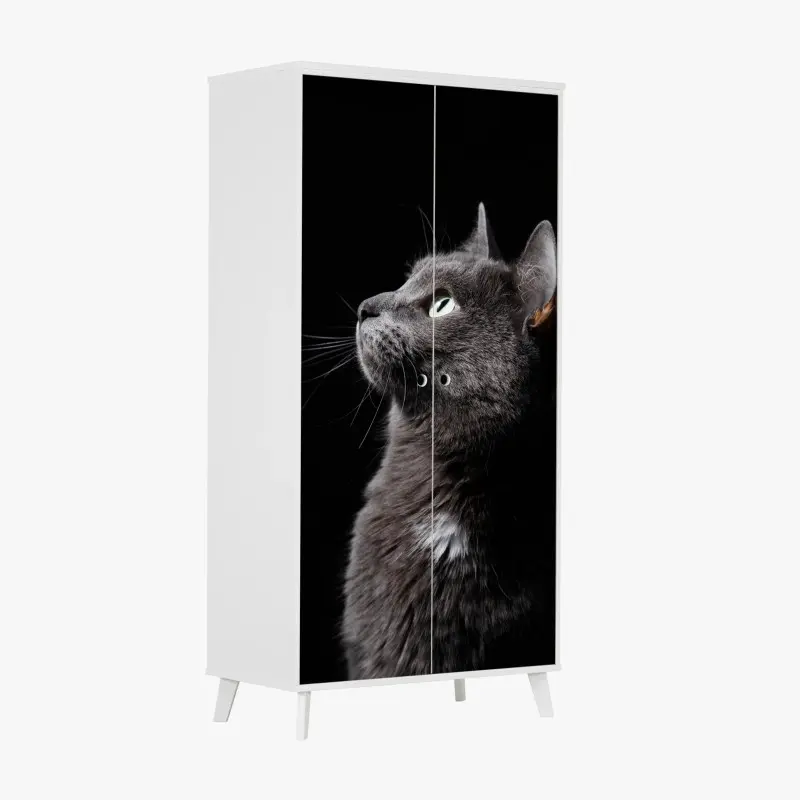 Schrankaufkleber elegantes porträt einer grauen katze