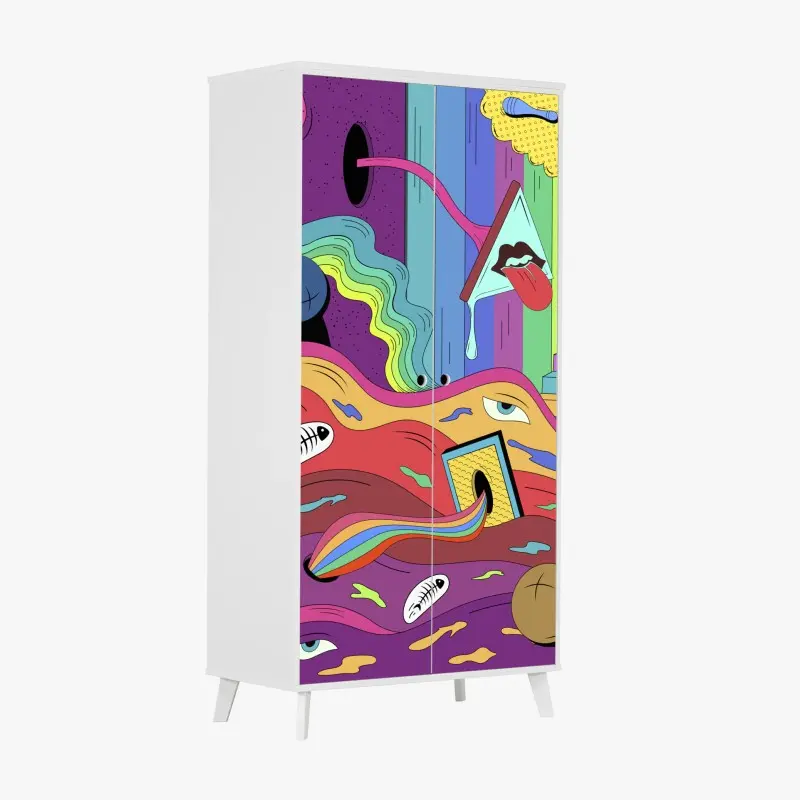 Schrankaufkleber psychedelische pop-art traumlandschaft