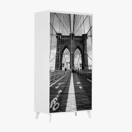 Schrankaufkleber Brooklyn Bridge perspektive in monochrom – Pixers®