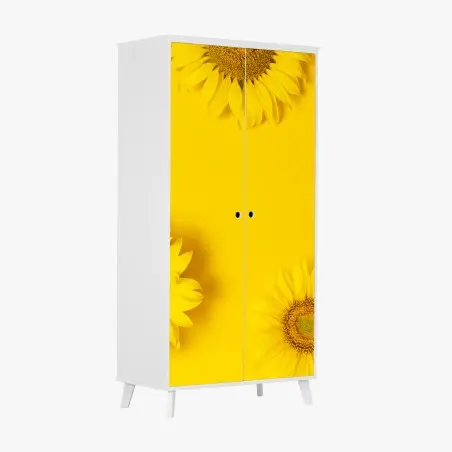 Schrankaufkleber drei sonnenblumen auf gelbem hintergrund – Pixers®