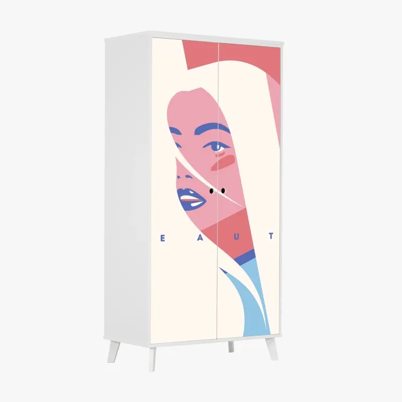 Schrankaufkleber pastell pop-art porträt der schönheit