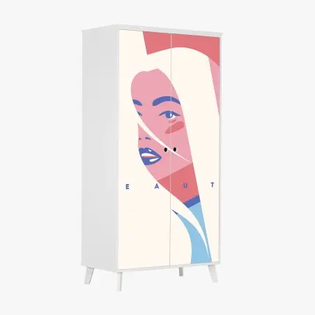 Schrankaufkleber pastell pop-art porträt der schönheit – Pixers®