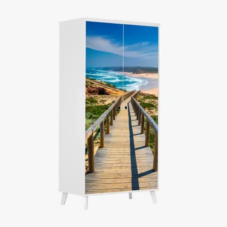 Schrankaufkleber holzsteg zur Praia da Bordeira – Pixers®