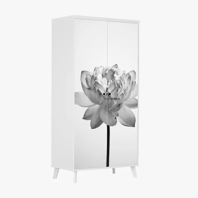 Schrankaufkleber ruhevoller lotus in graustufen
