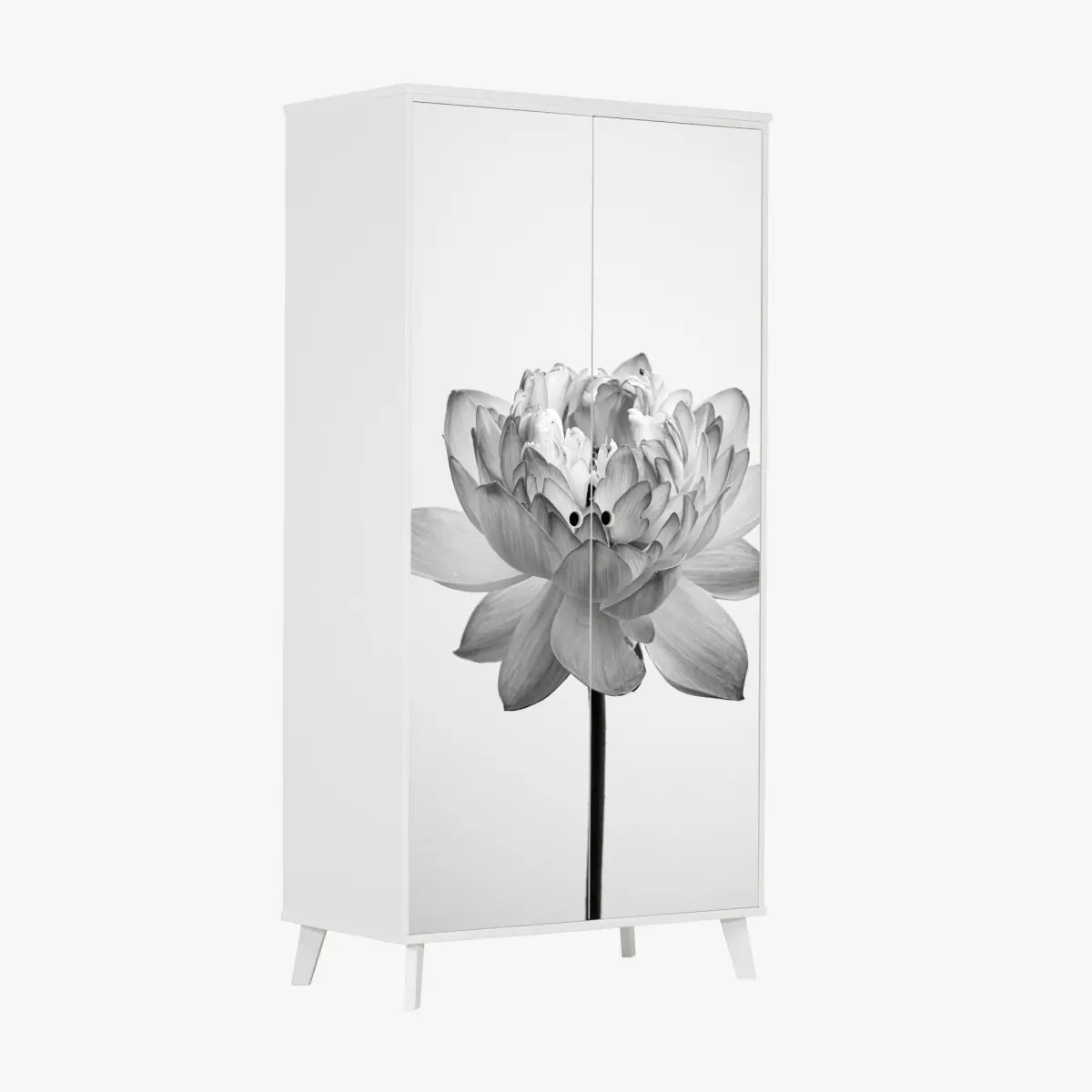 Schrankaufkleber ruhevoller lotus in graustufen – Pixers®