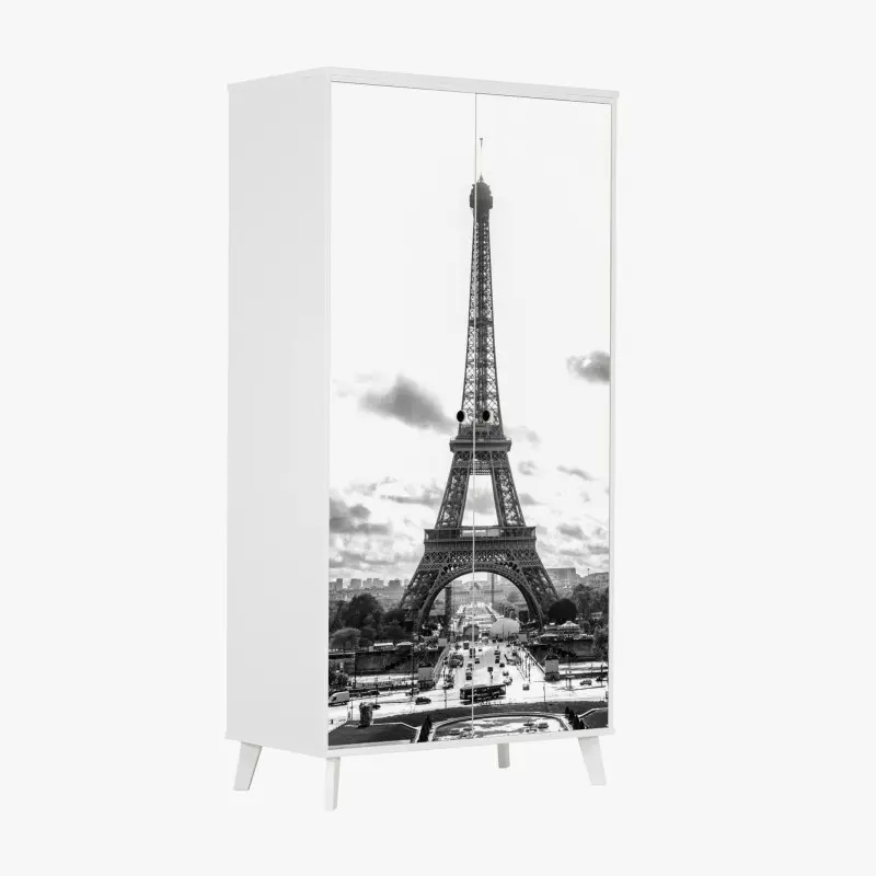 Schrankaufkleber Paris Eiffelturm in monochrom