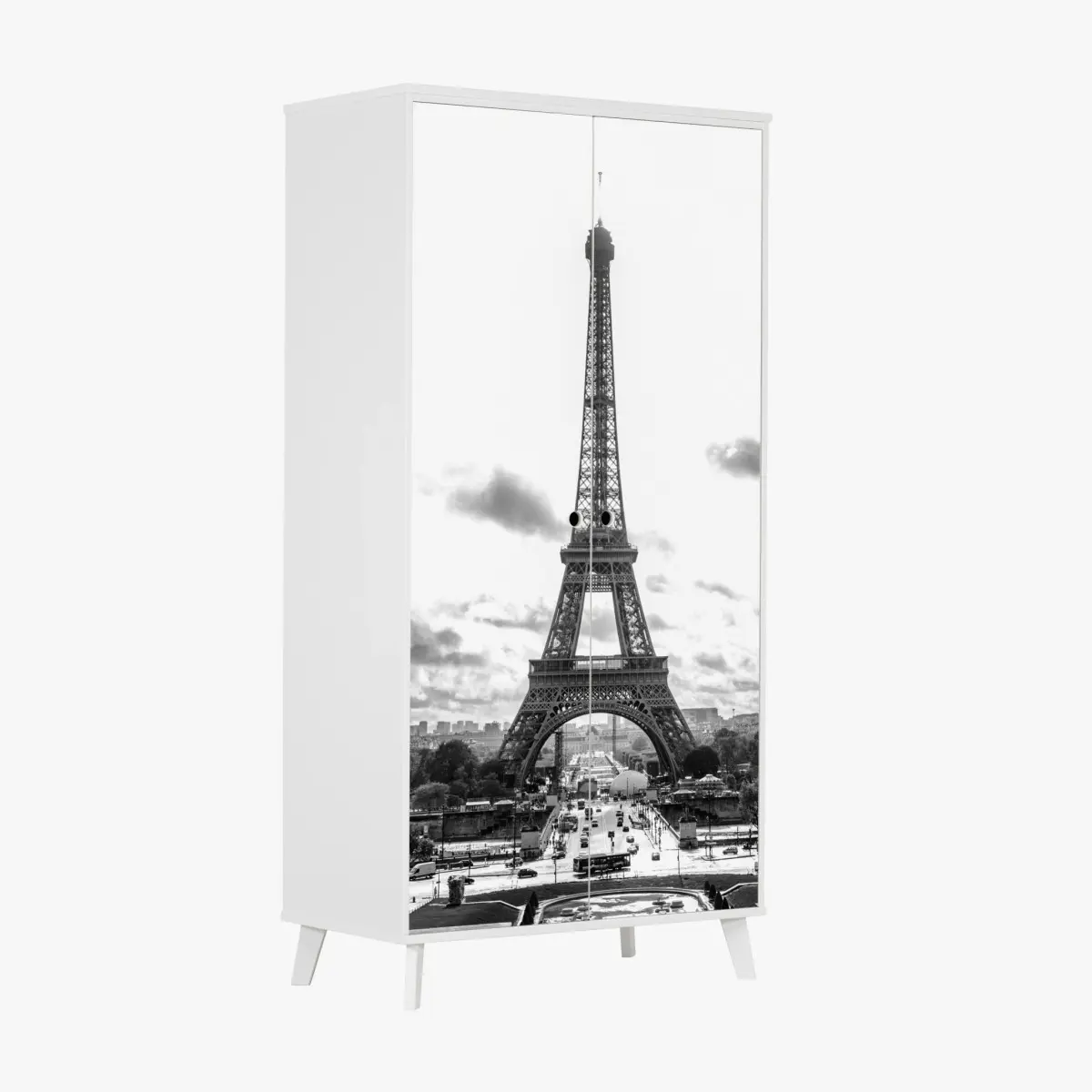 Schrankaufkleber Paris Eiffelturm in monochrom – Pixers®