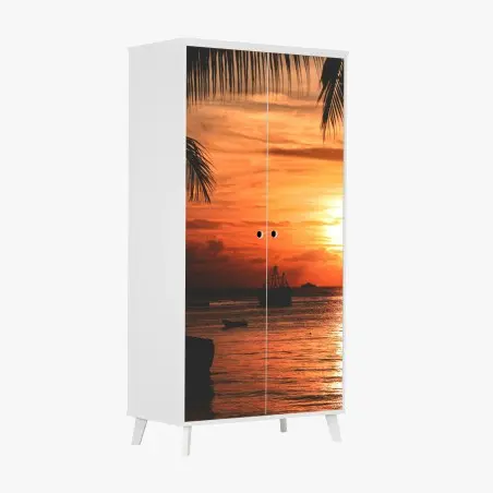 Schrankaufkleber tropischer sonnenuntergang am meer – Pixers®