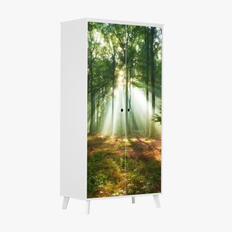 Schrankaufkleber morgendliches licht im wald – Pixers®
