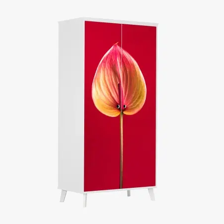 Schrankaufkleber elegantes anthurium vor rotem hintergrund – Pixers®