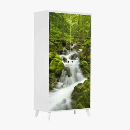 Schrankaufkleber moosiger wasserfall – Pixers®