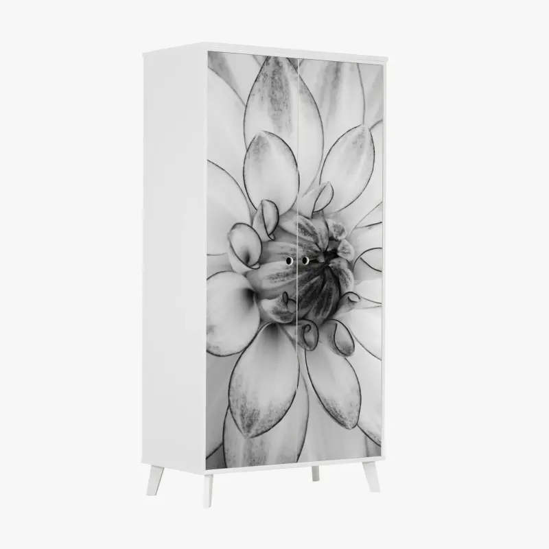 Schrankaufkleber monochrome nahaufnahme einer dahlie