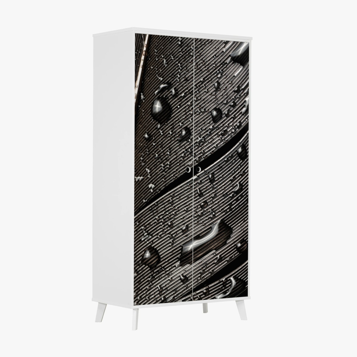 Schrankaufkleber monochrome feder mit wassertropfen – Pixers®