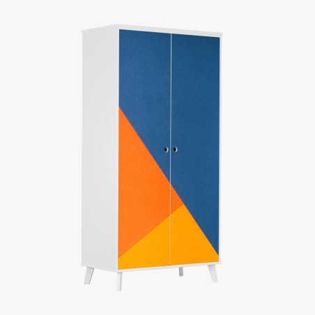 Schrankaufkleber mutige geometrische komposition in blau und orange – Pixers®