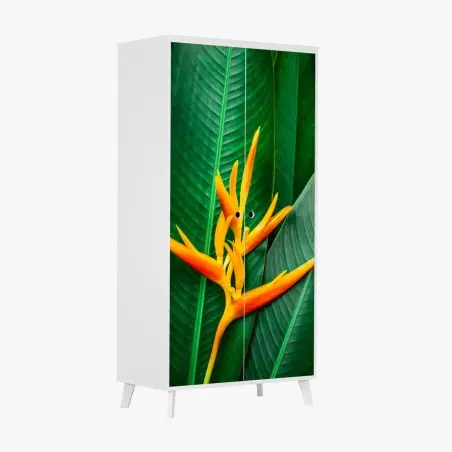 Schrankaufkleber leuchtende heliconia vor grünen blättern – Pixers®