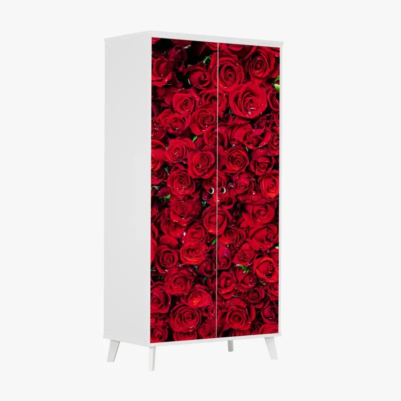 Schrankaufkleber dichte wand aus roten rosen