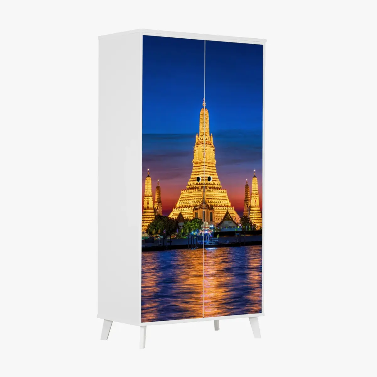 Schrankaufkleber goldenes Wat Arun in der dämmerung – Pixers®