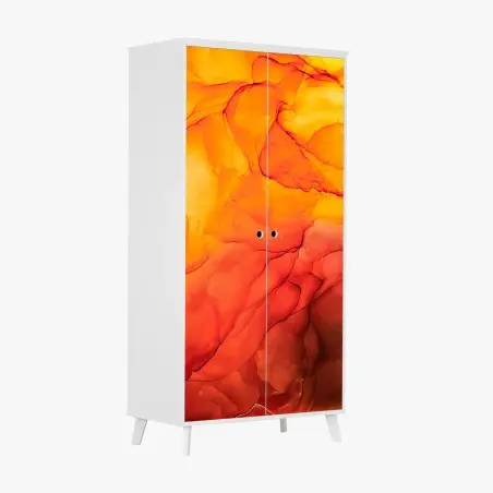 Schrankaufkleber lebendige orange abstrakte alkoholkunst – Pixers®